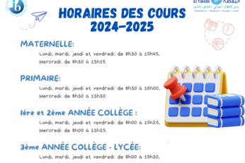 Horaires des cours